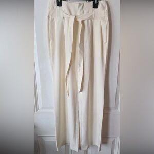 Cato Cream Wide-Leg Tie-Waist Pants